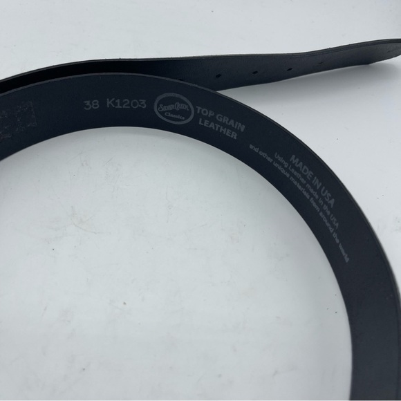 Silver Creek Black Top Grain Leather Belt Men's Size 38 Made USA Silver Buckle - Picture 4 of 5